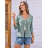 imageGRACE KARIN Womens 2025 Tie Ftont Cropped Cardigan 34 Sleeve Lightweight HollowedOut Eyelet ShrugSage