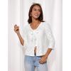 imageGRACE KARIN Womens 2025 Tie Ftont Cropped Cardigan 34 Sleeve Lightweight HollowedOut Eyelet ShrugWhite