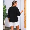 imageGRACE KARIN Womens Dressy Casual Tops 34 Sleeve Business Work Blouses Hollow Out Embroidery Button Down ShirtsBlack
