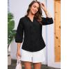 imageGRACE KARIN Womens Dressy Casual Tops 34 Sleeve Business Work Blouses Hollow Out Embroidery Button Down ShirtsBlack