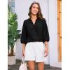 imageGRACE KARIN Womens Dressy Casual Tops 34 Sleeve Business Work Blouses Hollow Out Embroidery Button Down ShirtsBlack