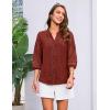 imageGRACE KARIN Womens Dressy Casual Tops 34 Sleeve Business Work Blouses Hollow Out Embroidery Button Down ShirtsDark Red
