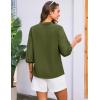 imageGRACE KARIN Womens Dressy Casual Tops 34 Sleeve Business Work Blouses Hollow Out Embroidery Button Down ShirtsGreen