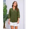 imageGRACE KARIN Womens Dressy Casual Tops 34 Sleeve Business Work Blouses Hollow Out Embroidery Button Down ShirtsGreen