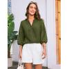 imageGRACE KARIN Womens Dressy Casual Tops 34 Sleeve Business Work Blouses Hollow Out Embroidery Button Down ShirtsGreen