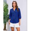imageGRACE KARIN Womens Dressy Casual Tops 34 Sleeve Business Work Blouses Hollow Out Embroidery Button Down ShirtsRoyal Blue