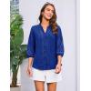imageGRACE KARIN Womens Dressy Casual Tops 34 Sleeve Business Work Blouses Hollow Out Embroidery Button Down ShirtsRoyal Blue