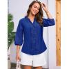 imageGRACE KARIN Womens Dressy Casual Tops 34 Sleeve Business Work Blouses Hollow Out Embroidery Button Down ShirtsRoyal Blue