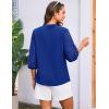 imageGRACE KARIN Womens Dressy Casual Tops 34 Sleeve Business Work Blouses Hollow Out Embroidery Button Down ShirtsRoyal Blue