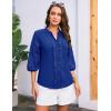 imageGRACE KARIN Womens Dressy Casual Tops 34 Sleeve Business Work Blouses Hollow Out Embroidery Button Down ShirtsRoyal Blue