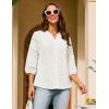 imageGRACE KARIN Womens Dressy Casual Tops 34 Sleeve Business Work Blouses Hollow Out Embroidery Button Down ShirtsWhite