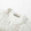 imageGRACE KARIN Womens Dressy Casual Tops 34 Sleeve Business Work Blouses Hollow Out Embroidery Button Down ShirtsWhite
