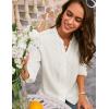 imageGRACE KARIN Womens Dressy Casual Tops 34 Sleeve Business Work Blouses Hollow Out Embroidery Button Down ShirtsWhite