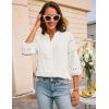 imageGRACE KARIN Womens Dressy Casual Tops 34 Sleeve Business Work Blouses Hollow Out Embroidery Button Down ShirtsWhite