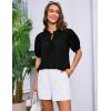 imageGRACE KARIN Womens Dressy Casual Tops Puff Sleeve Drawstring Summer Shirts Hollow Out Eyelet Embroidery V Neck BlouseBlack