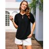 imageGRACE KARIN Womens Dressy Casual Tops Puff Sleeve Drawstring Summer Shirts Hollow Out Eyelet Embroidery V Neck BlouseBlack