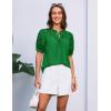 imageGRACE KARIN Womens Dressy Casual Tops Puff Sleeve Drawstring Summer Shirts Hollow Out Eyelet Embroidery V Neck BlouseGreen