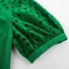 imageGRACE KARIN Womens Dressy Casual Tops Puff Sleeve Drawstring Summer Shirts Hollow Out Eyelet Embroidery V Neck BlouseGreen