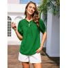 imageGRACE KARIN Womens Dressy Casual Tops Puff Sleeve Drawstring Summer Shirts Hollow Out Eyelet Embroidery V Neck BlouseGreen