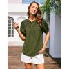 imageGRACE KARIN Womens Dressy Casual Tops Puff Sleeve Drawstring Summer Shirts Hollow Out Eyelet Embroidery V Neck BlouseOlive Green