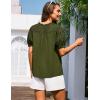 imageGRACE KARIN Womens Dressy Casual Tops Puff Sleeve Drawstring Summer Shirts Hollow Out Eyelet Embroidery V Neck BlouseOlive Green