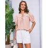 imageGRACE KARIN Womens Dressy Casual Tops Puff Sleeve Drawstring Summer Shirts Hollow Out Eyelet Embroidery V Neck BlousePink