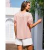 imageGRACE KARIN Womens Dressy Casual Tops Puff Sleeve Drawstring Summer Shirts Hollow Out Eyelet Embroidery V Neck BlousePink