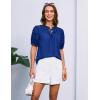 imageGRACE KARIN Womens Dressy Casual Tops Puff Sleeve Drawstring Summer Shirts Hollow Out Eyelet Embroidery V Neck BlouseRoyal Blue