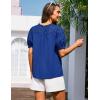 imageGRACE KARIN Womens Dressy Casual Tops Puff Sleeve Drawstring Summer Shirts Hollow Out Eyelet Embroidery V Neck BlouseRoyal Blue