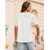 imageGRACE KARIN Womens Dressy Casual Tops Puff Sleeve Drawstring Summer Shirts Hollow Out Eyelet Embroidery V Neck BlouseWhite