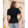 imageGRACE KARIN Womens Summer Tops V Neck Short Sleeve Tie Front Blouses Peplum Babydoll TopBlack