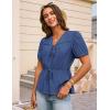 imageGRACE KARIN Womens Summer Tops V Neck Short Sleeve Tie Front Blouses Peplum Babydoll TopBlue