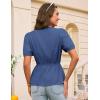 imageGRACE KARIN Womens Summer Tops V Neck Short Sleeve Tie Front Blouses Peplum Babydoll TopBlue