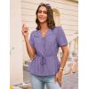 imageGRACE KARIN Womens Summer Tops V Neck Short Sleeve Tie Front Blouses Peplum Babydoll TopLilac