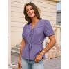 imageGRACE KARIN Womens Summer Tops V Neck Short Sleeve Tie Front Blouses Peplum Babydoll TopLilac