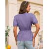 imageGRACE KARIN Womens Summer Tops V Neck Short Sleeve Tie Front Blouses Peplum Babydoll TopLilac