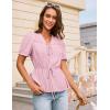 imageGRACE KARIN Womens Summer Tops V Neck Short Sleeve Tie Front Blouses Peplum Babydoll TopPink