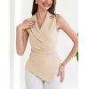 imageGRACE KARIN Womens Wrap V Neck Casual Work Tops Sleeveless Office Dressy Summer Blouse Asymmetrical Elegant ShirtsApricot