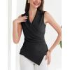imageGRACE KARIN Womens Wrap V Neck Casual Work Tops Sleeveless Office Dressy Summer Blouse Asymmetrical Elegant ShirtsBlack