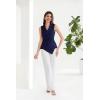 imageGRACE KARIN Womens Wrap V Neck Casual Work Tops Sleeveless Office Dressy Summer Blouse Asymmetrical Elegant ShirtsDark Blue