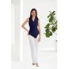 imageGRACE KARIN Womens Wrap V Neck Casual Work Tops Sleeveless Office Dressy Summer Blouse Asymmetrical Elegant ShirtsDark Blue
