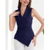 imageGRACE KARIN Womens Wrap V Neck Casual Work Tops Sleeveless Office Dressy Summer Blouse Asymmetrical Elegant ShirtsDark Blue
