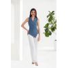 imageGRACE KARIN Womens Wrap V Neck Casual Work Tops Sleeveless Office Dressy Summer Blouse Asymmetrical Elegant ShirtsGrey Blue