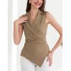 imageGRACE KARIN Womens Wrap V Neck Casual Work Tops Sleeveless Office Dressy Summer Blouse Asymmetrical Elegant ShirtsKhaki