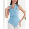 imageGRACE KARIN Womens Wrap V Neck Casual Work Tops Sleeveless Office Dressy Summer Blouse Asymmetrical Elegant ShirtsLight Blue