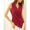 imageGRACE KARIN Womens Wrap V Neck Casual Work Tops Sleeveless Office Dressy Summer Blouse Asymmetrical Elegant ShirtsRed