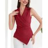 imageGRACE KARIN Womens Wrap V Neck Casual Work Tops Sleeveless Office Dressy Summer Blouse Asymmetrical Elegant ShirtsRed