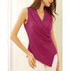 imageGRACE KARIN Womens Wrap V Neck Casual Work Tops Sleeveless Office Dressy Summer Blouse Asymmetrical Elegant ShirtsRose Red