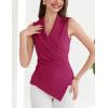 imageGRACE KARIN Womens Wrap V Neck Casual Work Tops Sleeveless Office Dressy Summer Blouse Asymmetrical Elegant ShirtsRose Red