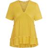 imageGRACE KARIN Short Sleeve Blouse for Women 2025 Casual VNeck Ruffle TopsYellow